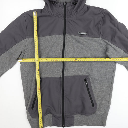 McKenzie Men’s Grey Hooded Full Zip Bomber Jacket Size M