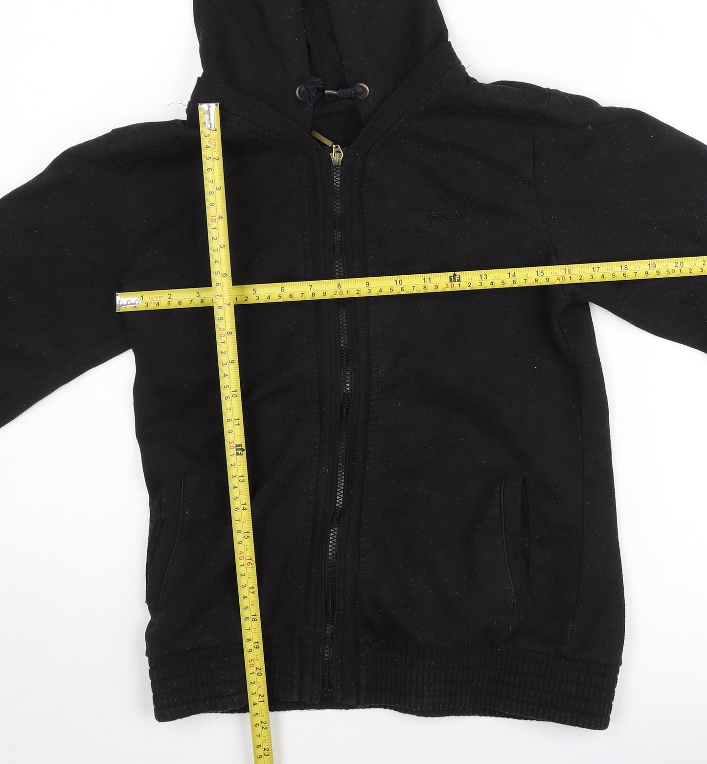 LA Gear Men's Black Hooded Full Zip Track Jacket Size 104 Cotton Blend