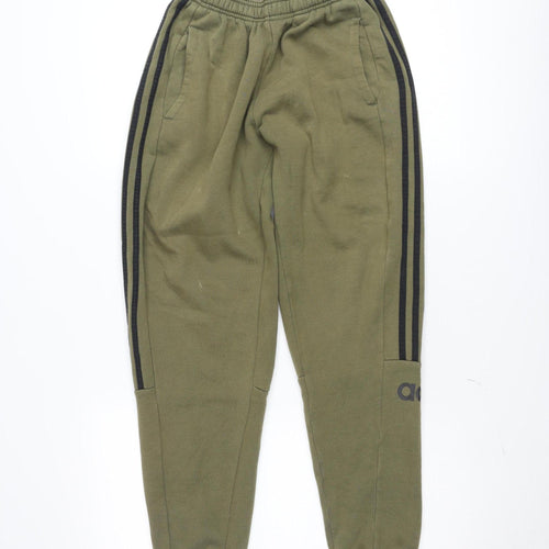 Adidas Teen Green Jogger Sweatpants 164cm Regular Fit Fleece Trousers
