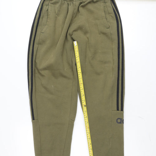 Adidas Teen Green Jogger Sweatpants 164cm Regular Fit Fleece Trousers