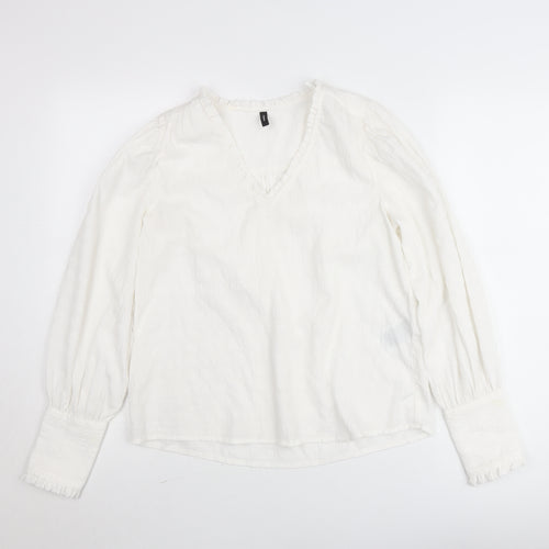 Vero Moda Women's White Cotton V-Neck Tunic Blouse Size M