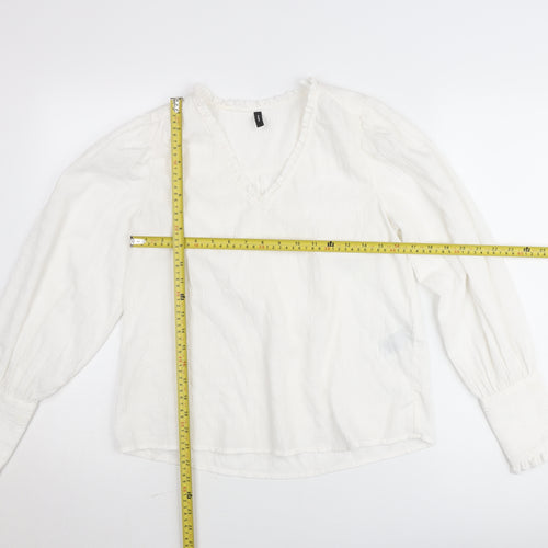 Vero Moda Women's White Cotton V-Neck Tunic Blouse Size M