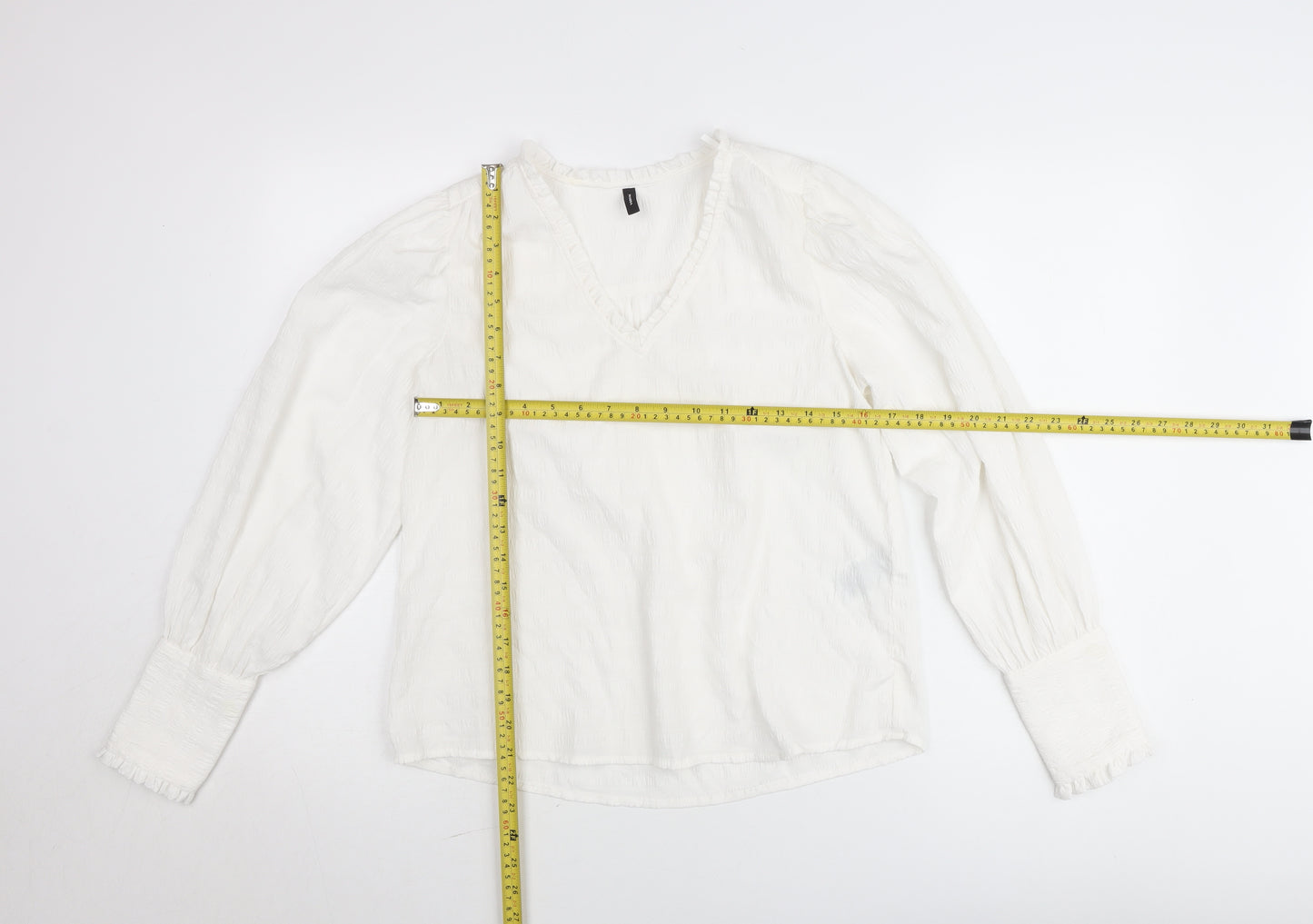 Vero Moda Women's White Cotton V-Neck Tunic Blouse Size M