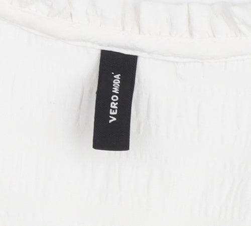 Vero Moda Women's White Cotton V-Neck Tunic Blouse Size M