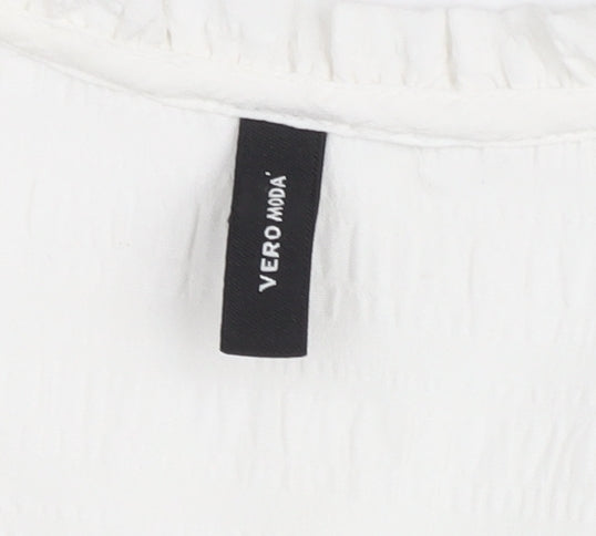 Vero Moda Women's White Cotton V-Neck Tunic Blouse Size M