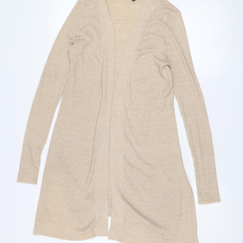 Elizabeth Scott Women's Beige Knit Open Front Long Sleeve Cardigan M/L