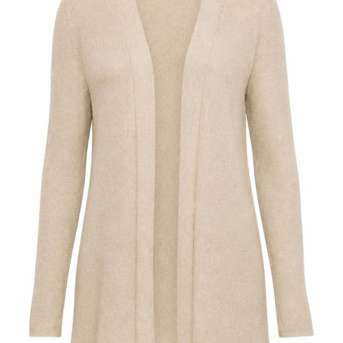 Elizabeth Scott Women's Beige Knit Open Front Long Sleeve Cardigan M/L