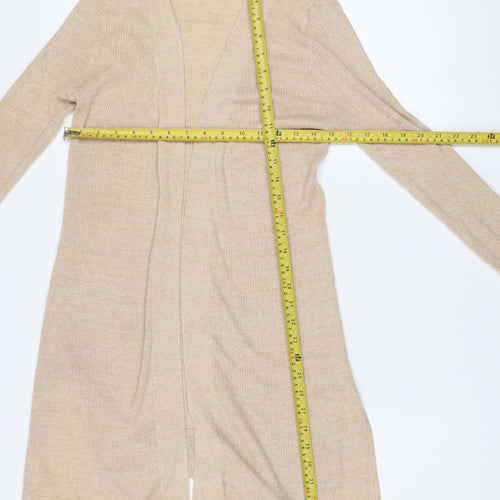 Elizabeth Scott Women's Beige Knit Open Front Long Sleeve Cardigan M/L
