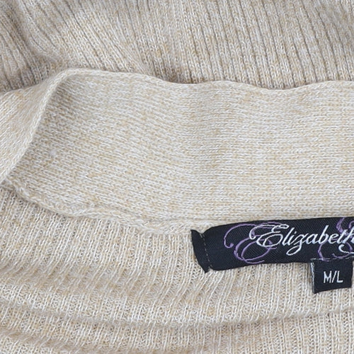 Elizabeth Scott Women's Beige Knit Open Front Long Sleeve Cardigan M/L