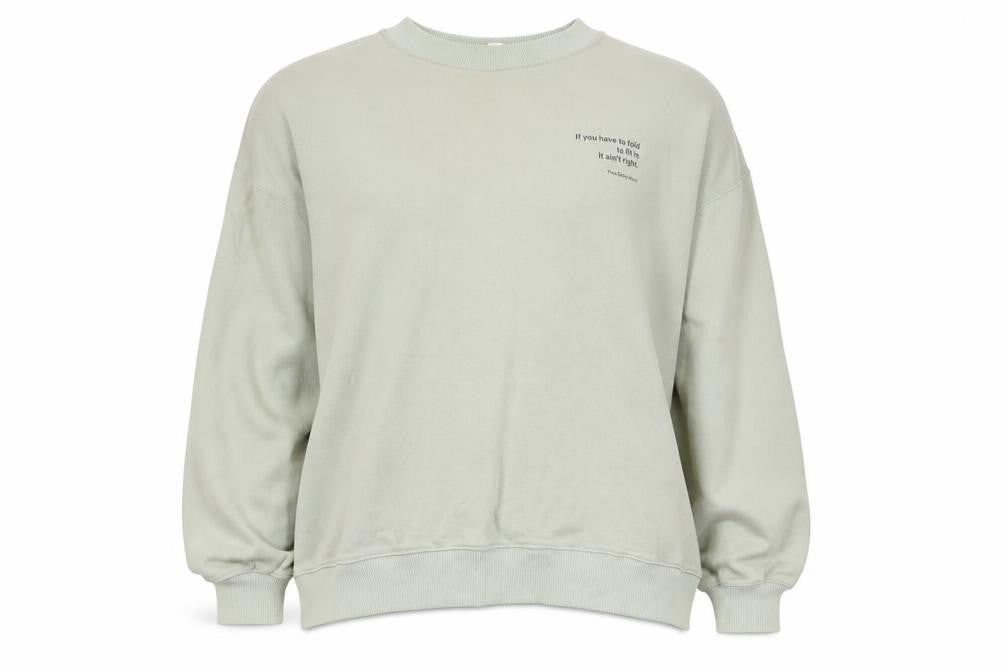 Front view of H&M Women’s Beige Disney Quote Cotton Pullover Sweatshirt L