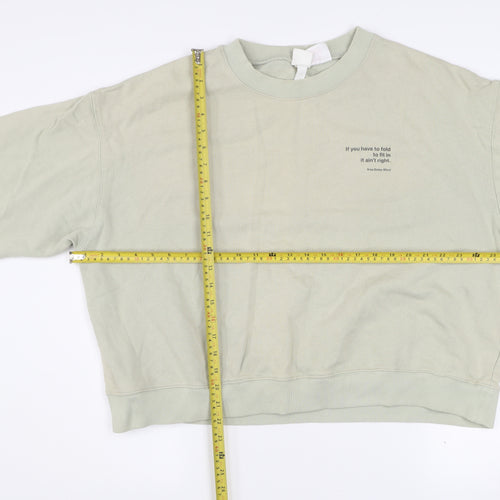 H&M Women’s Beige Disney Quote Cotton Pullover Sweatshirt L
