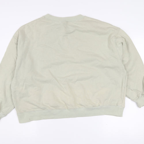 H&M Women’s Beige Disney Quote Cotton Pullover Sweatshirt L