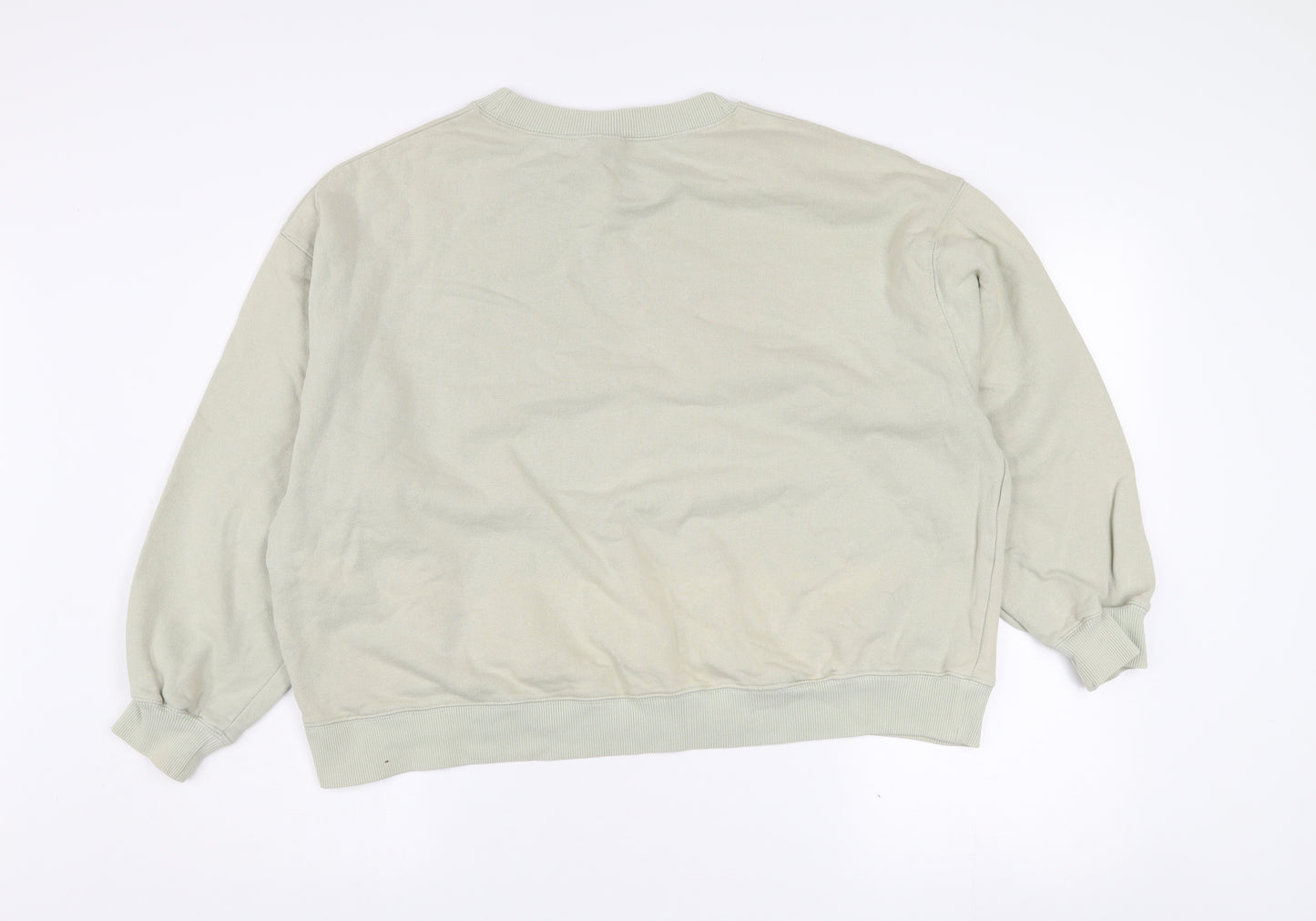 H&M Women’s Beige Disney Quote Cotton Pullover Sweatshirt L