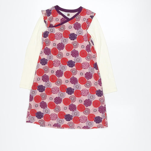 Tea Collection Girls Multicoloured Floral A-Line Cotton Dress Size 8