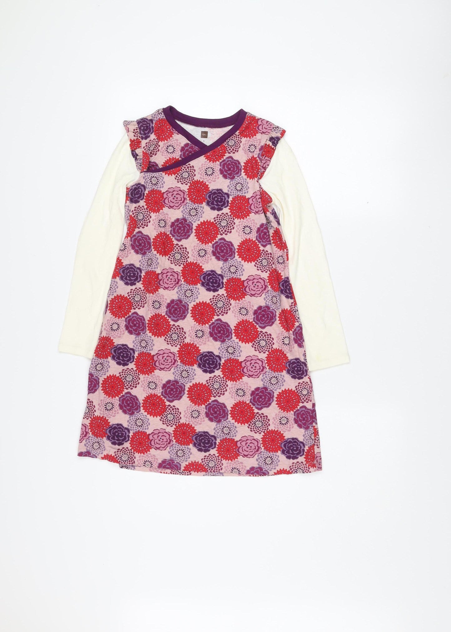Tea Collection Girls Multicoloured Floral A-Line Cotton Dress Size 8