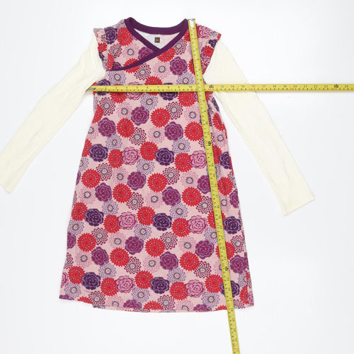 Tea Collection Girls Multicoloured Floral A-Line Cotton Dress Size 8