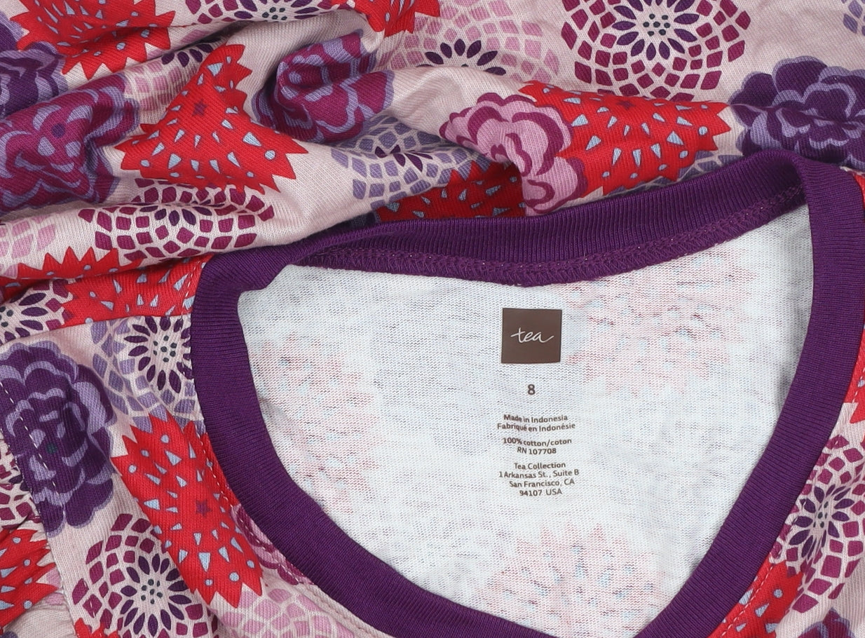 Tea Collection Girls Multicoloured Floral A-Line Cotton Dress Size 8