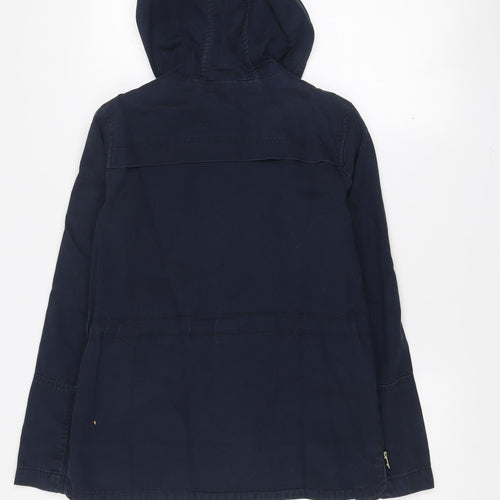 H&M Divided Women's Blue Hooded Cotton Parka Jacket Size 10