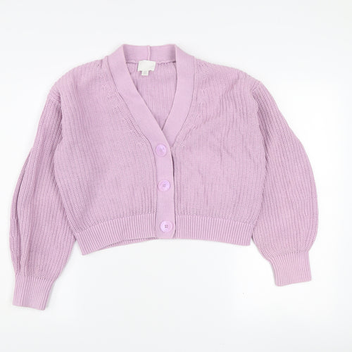 H&M Women’s Purple Chunky Knit Button Cardigan XS