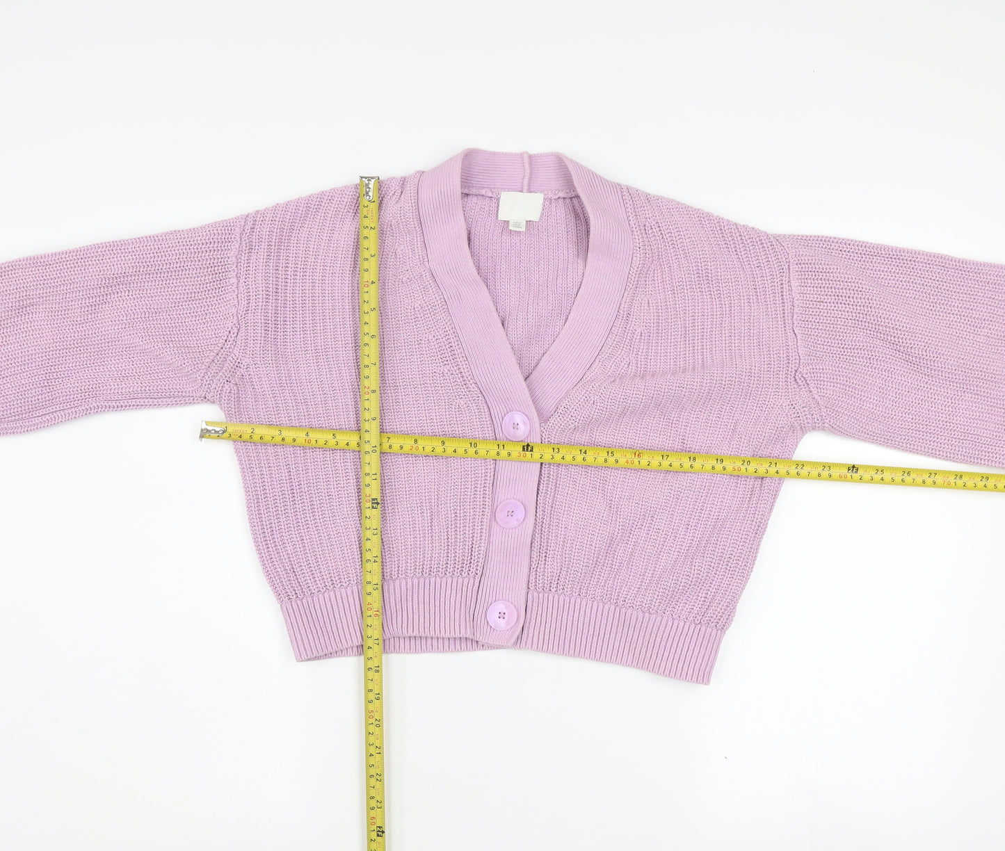 H&M Women’s Purple Chunky Knit Button Cardigan XS