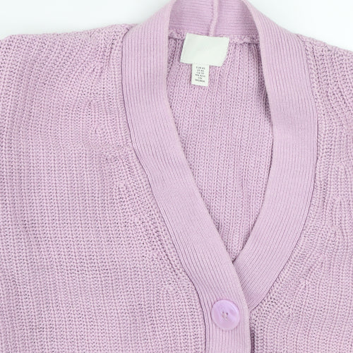 H&M Women’s Purple Chunky Knit Button Cardigan XS