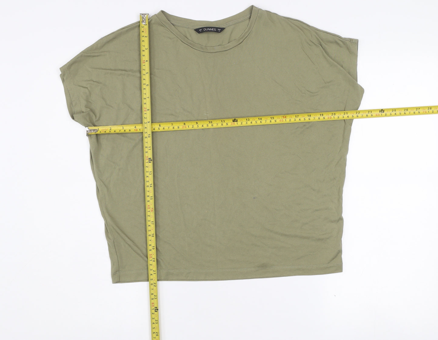 Dunnes Stores Women's Olive Green Basic Cotton T-Shirt Size S