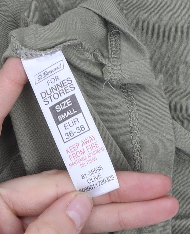 Dunnes Stores Women's Olive Green Basic Cotton T-Shirt Size S