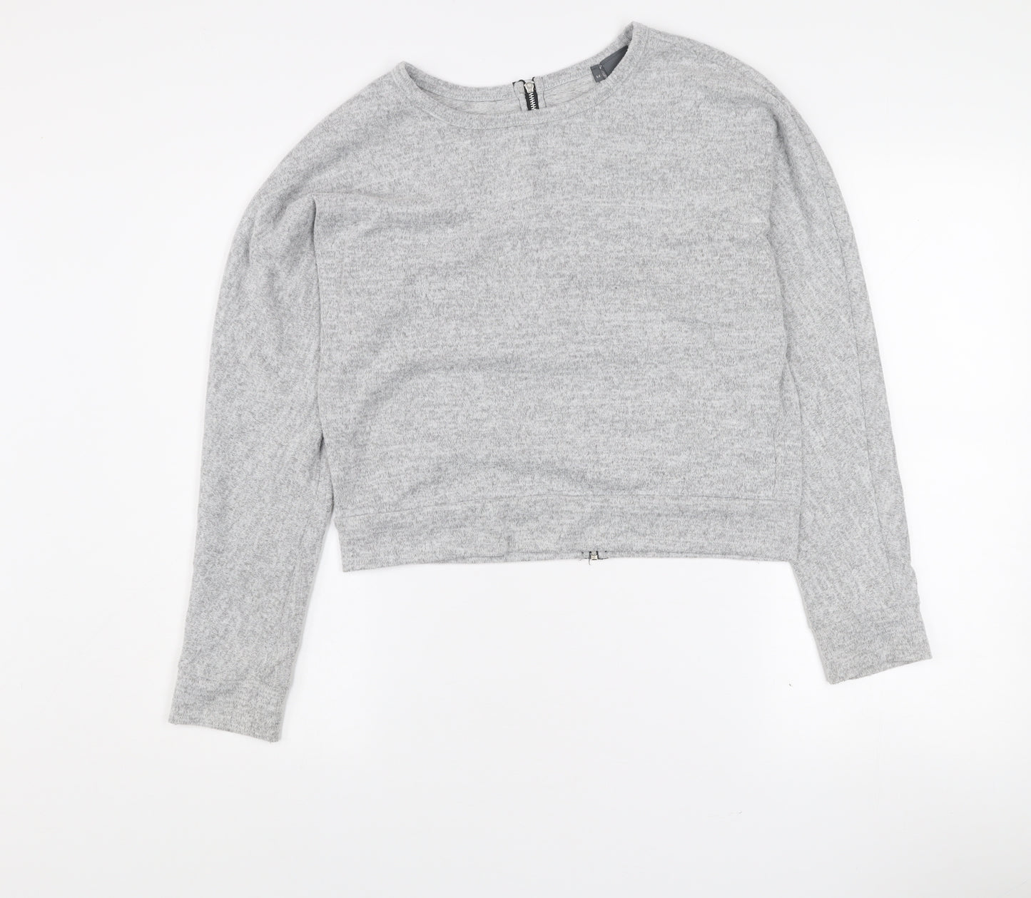 Sparkle & Fade Women's Grey Cropped Long Sleeve Zip Back Top M