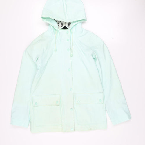 Topshop Women’s Petite Green Waterproof Hooded Rain Coat UK 6
