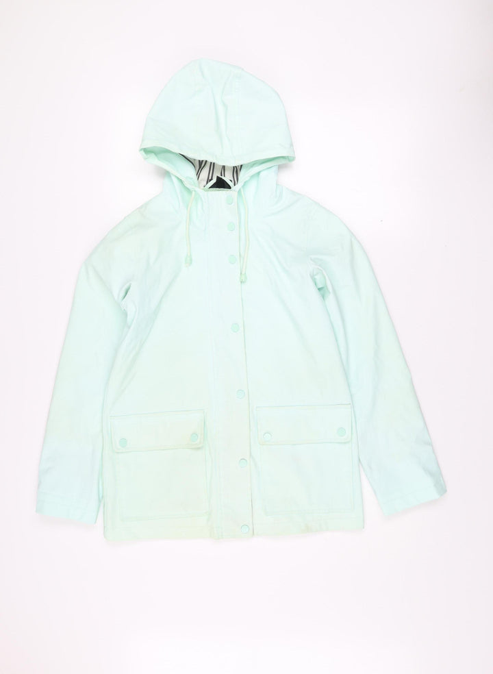 Topshop Women’s Petite Green Waterproof Hooded Rain Coat UK 6