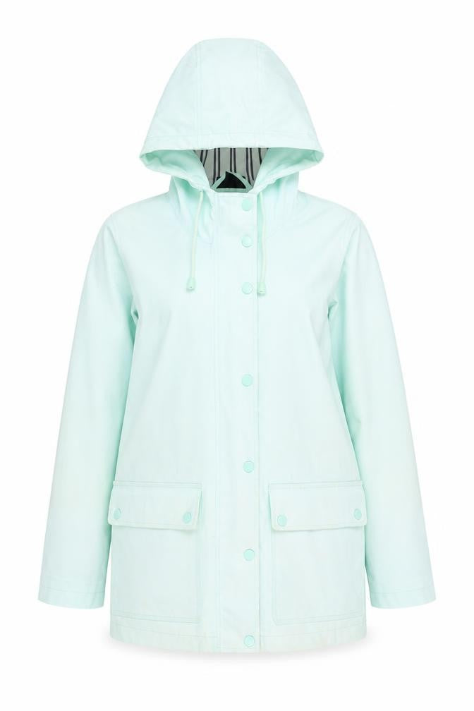 Topshop Women’s Petite Green Waterproof Hooded Rain Coat UK 6