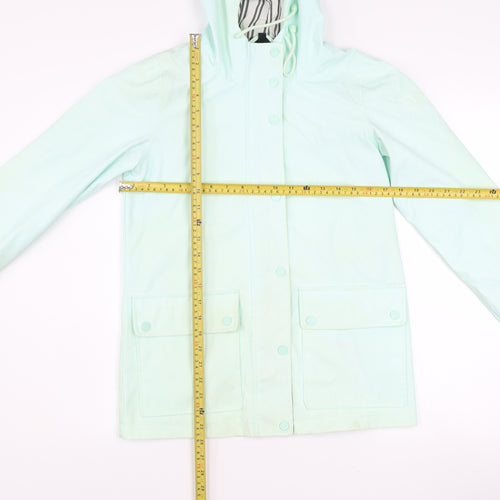 Topshop Women’s Petite Green Waterproof Hooded Rain Coat UK 6