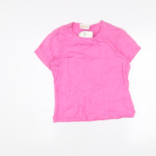 Scudetto Women Pink L Basic Short Sleeve Viscose T-Shirt