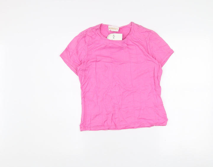 Scudetto Women Pink L Basic Short Sleeve Viscose T-Shirt
