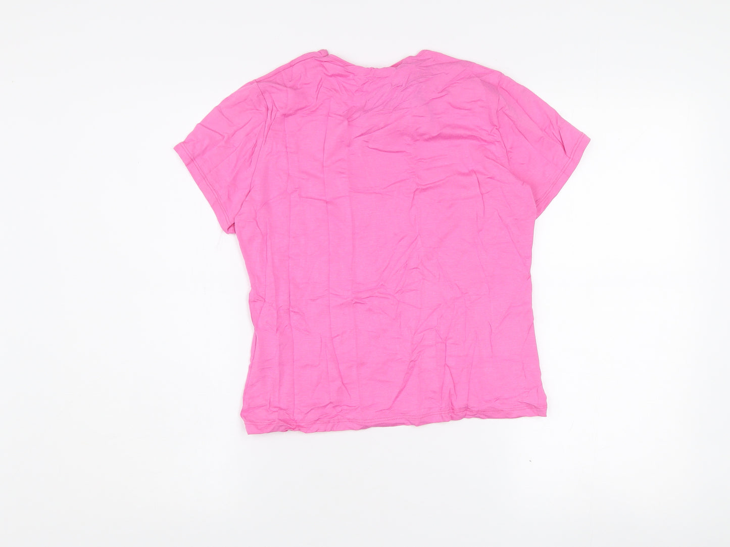 Scudetto Women Pink L Basic Short Sleeve Viscose T-Shirt