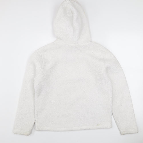 FILA Women's White Pullover Hoodie Size M Fleece Lined Casual Sweatshirt