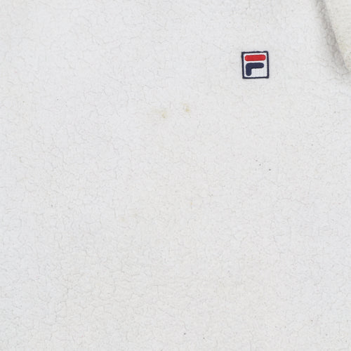 FILA Women's White Pullover Hoodie Size M Fleece Lined Casual Sweatshirt