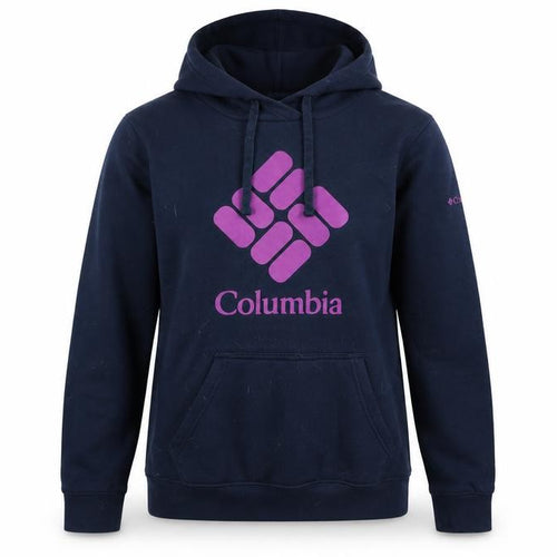 Columbia Women Navy Blue Pullover Hoodie Small Cotton Blend Logo Sweatshirt