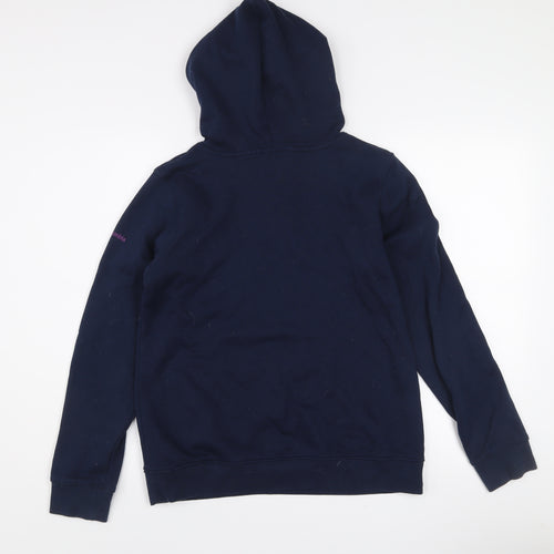 Columbia Women Navy Blue Pullover Hoodie Small Cotton Blend Logo Sweatshirt