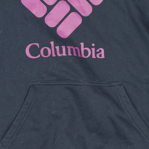 Columbia Women Navy Blue Pullover Hoodie Small Cotton Blend Logo Sweatshirt
