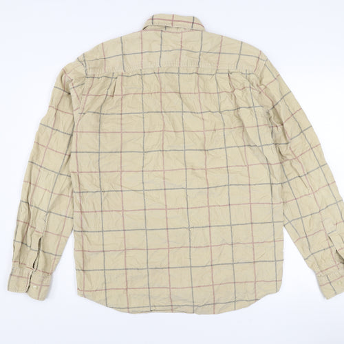 McNeal Men's Beige Check Corduroy Long Sleeve Cotton Shirt M