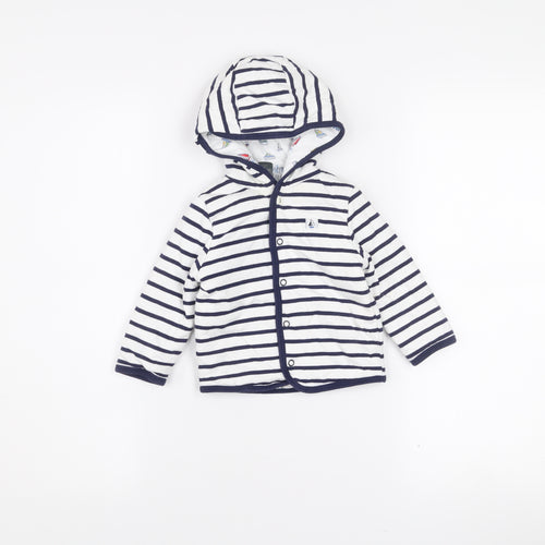 Jasper Conran Unisex Baby White Striped Hooded Jacket 6-9 Months Cotton Lined