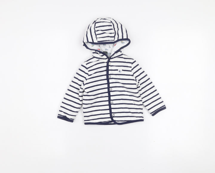 Jasper Conran Unisex Baby White Striped Hooded Jacket 6-9 Months Cotton Lined