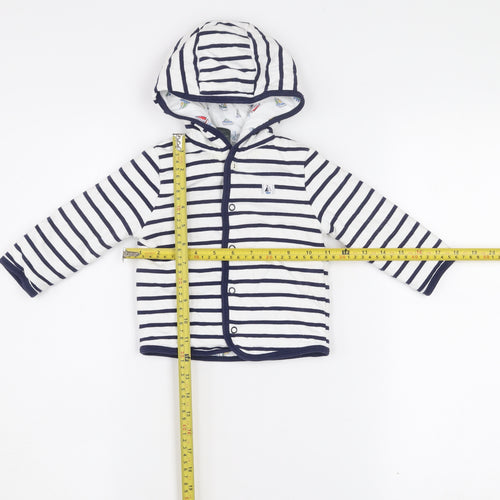 Jasper Conran Unisex Baby White Striped Hooded Jacket 6-9 Months Cotton Lined