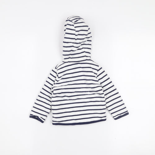 Jasper Conran Unisex Baby White Striped Hooded Jacket 6-9 Months Cotton Lined
