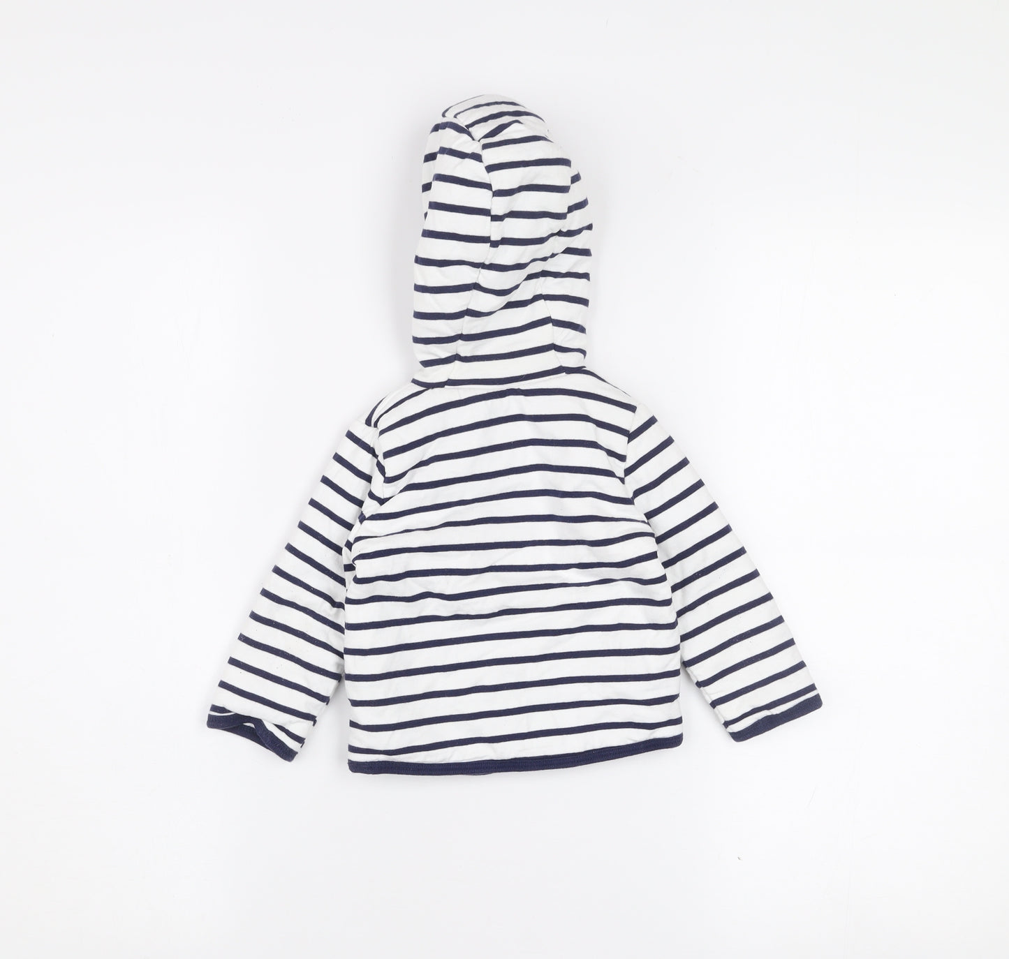 Jasper Conran Unisex Baby White Striped Hooded Jacket 6-9 Months Cotton Lined