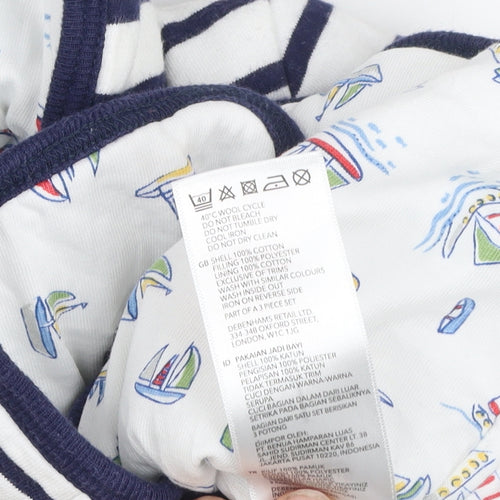 Jasper Conran Unisex Baby White Striped Hooded Jacket 6-9 Months Cotton Lined