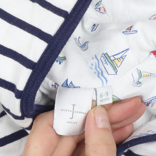 Jasper Conran Unisex Baby White Striped Hooded Jacket 6-9 Months Cotton Lined