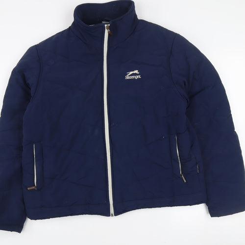 Slazenger Women Blue Size 16 Puffer Jacket Nylon Zip Winter Coat