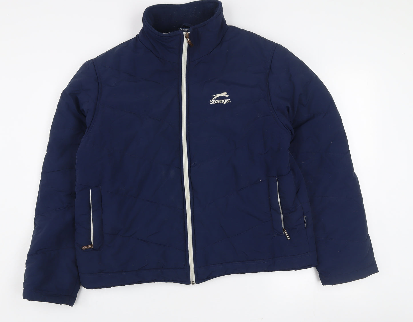 Slazenger Women Blue Size 16 Puffer Jacket Nylon Zip Winter Coat